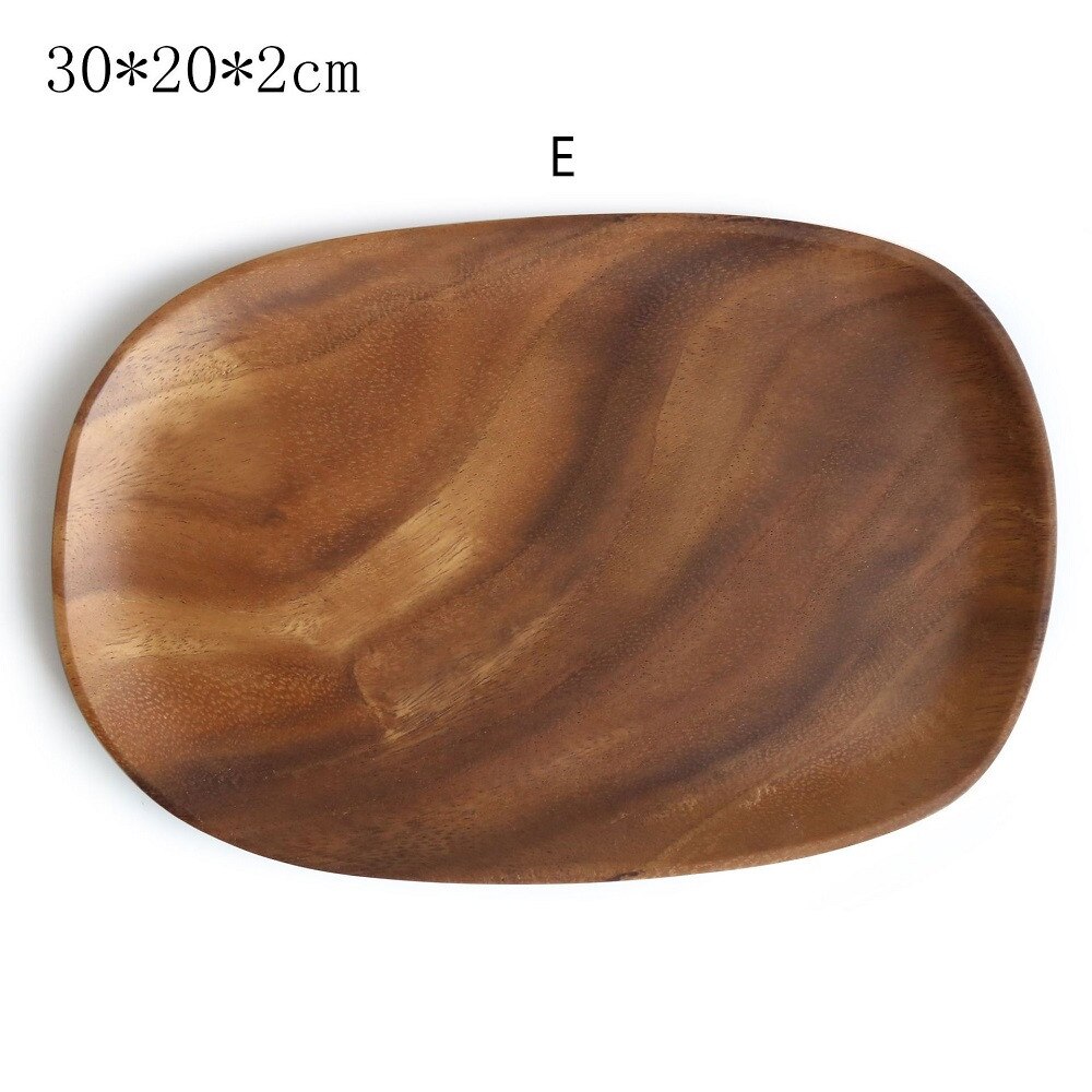 Irregular Solid Wood Plate Black Walnut Wood Pan Sturdy Natural Party Tableware for Salad Dessert Dinner Fruit Tea: E