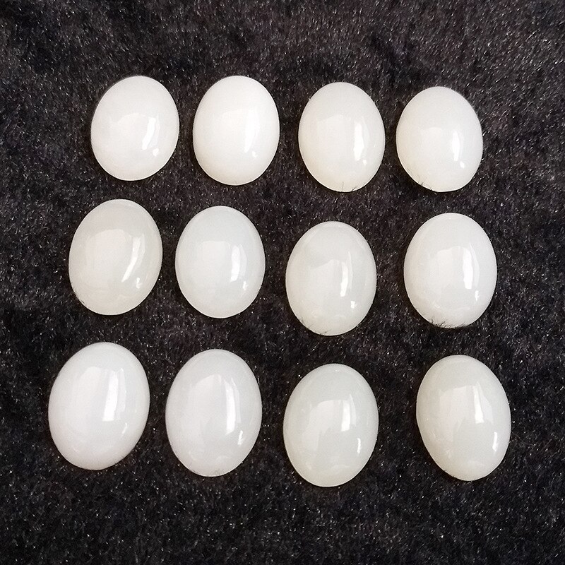 Shipei 1 PCS Natural 12*16 MM Oval Cut White Hetian Jade Loose Gemstone DIY Stones Decoration Jewelry