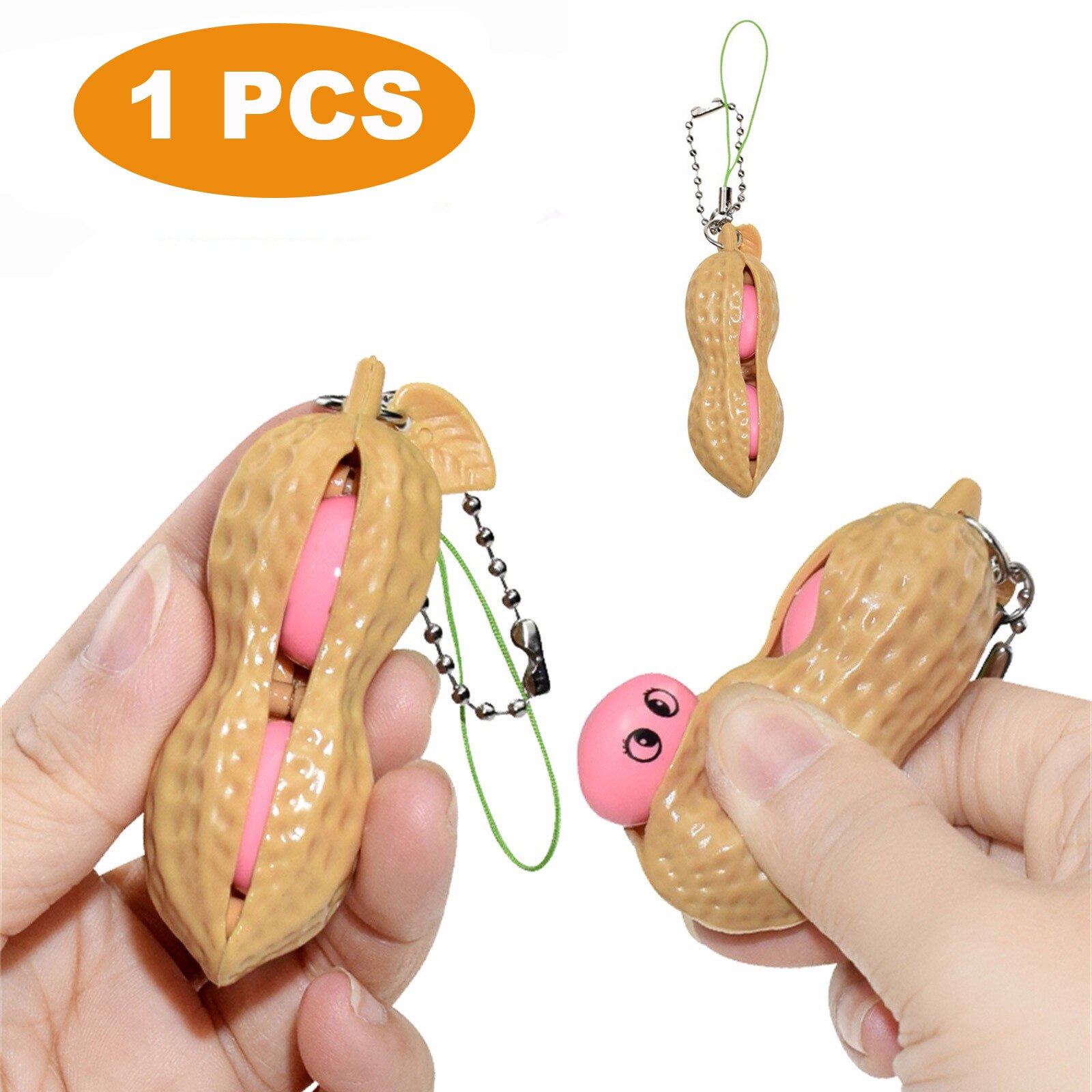 Edamame Sleutelhanger Stress Fidget Speelgoed Fidget Pinda Erwt Popper Bean Zintuiglijke Speelgoed Sleutelhanger Verbeteren Focus Officer Hanger Speelgoed: 1PC