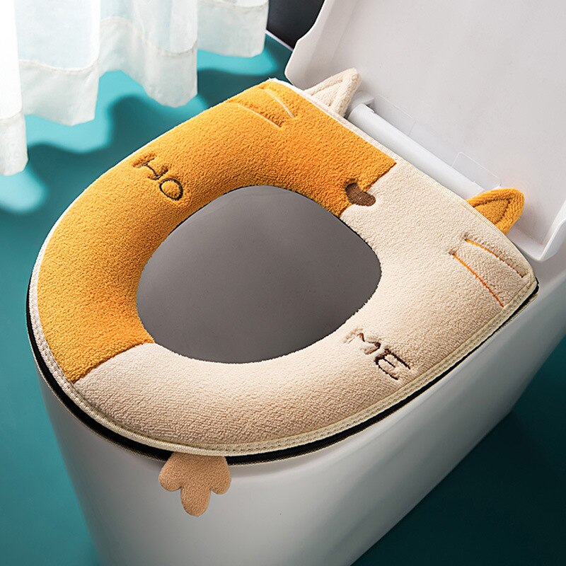 Winter Warm Toilet Seat Cover Met Handvat Universele Wc Kussen Dikker Pluche Toiletbril Ring Mat Badkamer Aceesories