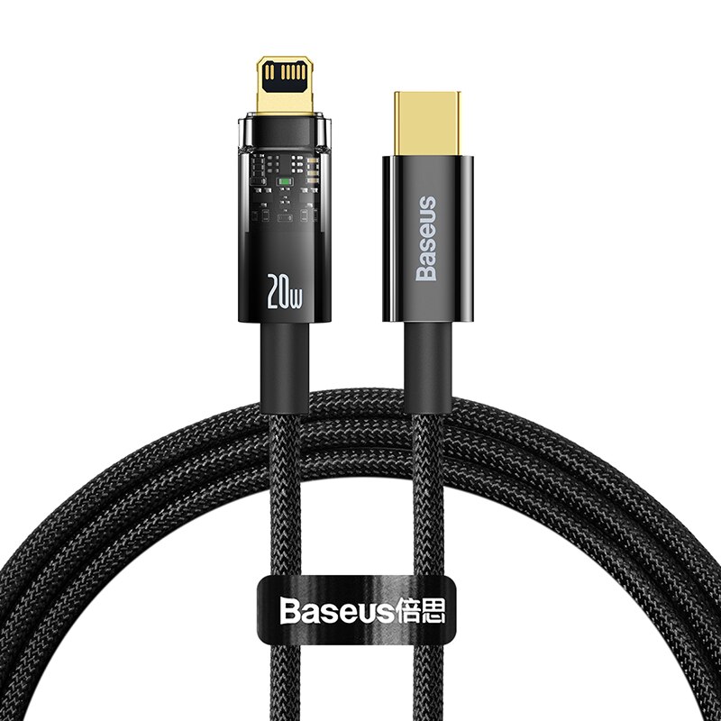 Baseus USB Cable For iPhone PD20W Auto Power-Off Fast Charging Cord For iPhone 13 12 11 Pro Max iPad Date Transport Cable: Black / 2m