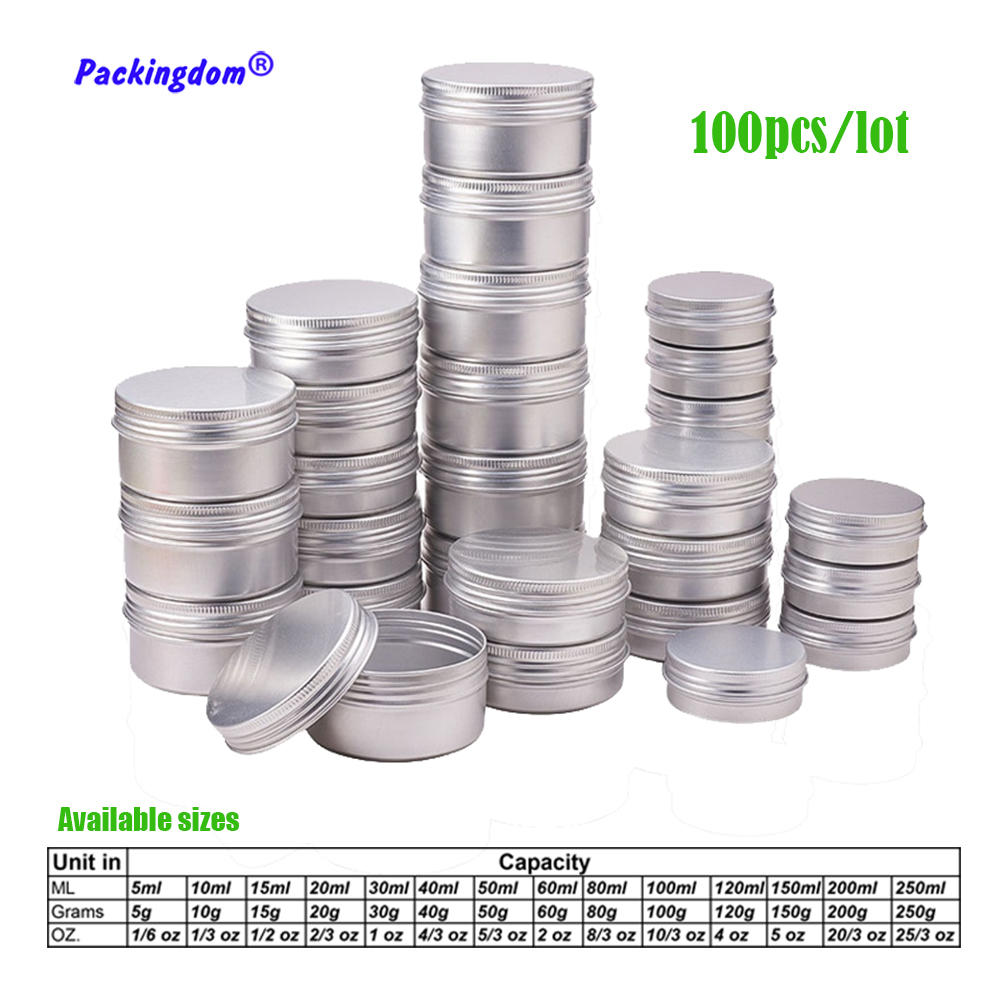 100 stuks aluminium blikken potjes metalen verpakking 5g 15g 40g 60g 80g 150g cosmetische gezichts- en oogcrème verpakking lege blikjes lippenbalsem kaarsenpotje