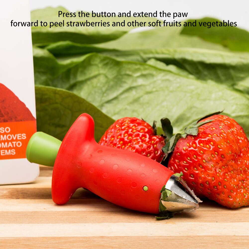 1 Stuks Rode Aardbei Huller Aardbei Top Blad Remover Gadget Tomaat Stengels Fruit Mes Stem Remover Draagbare Keuken Gereedschap