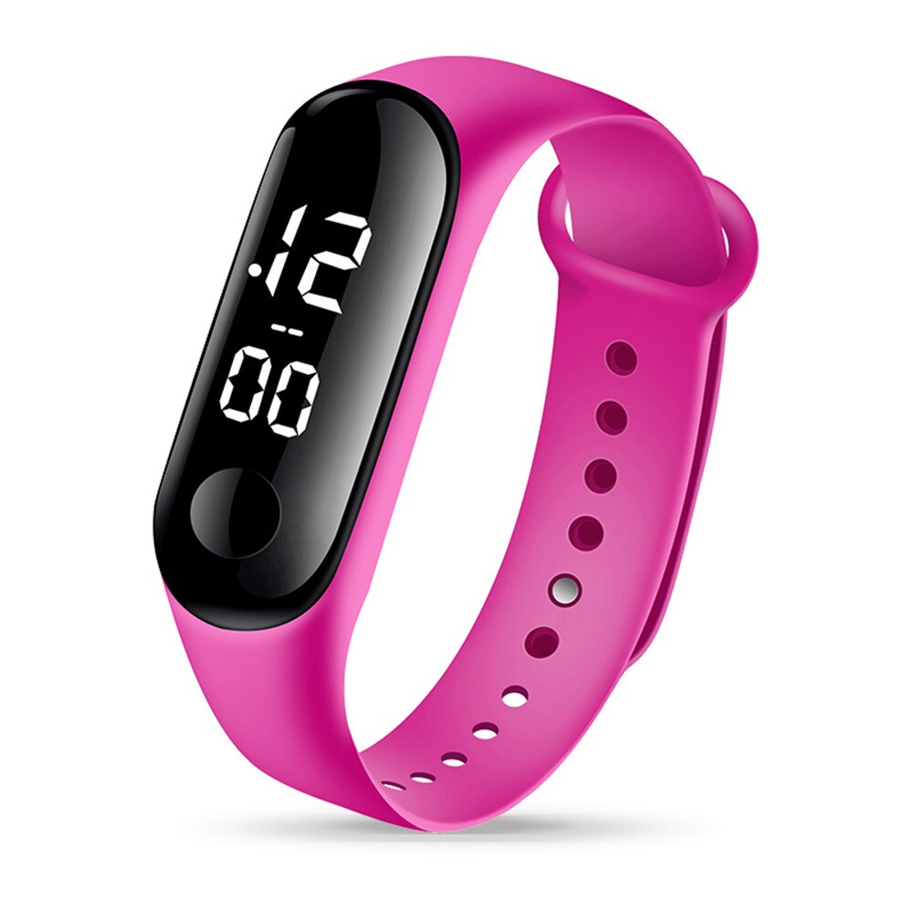 Montre numérique de luxe en Silicone, écran tactile, lumière blanche, étanche 50M, pour hommes et femmes, avec cadran haute définition, personnelle, LED: Rose Red