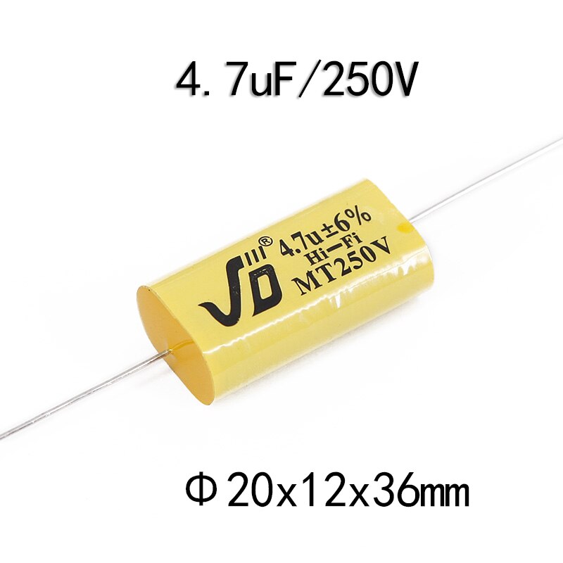 Divisor de frecuencia de altavoz, circuito de filtro cruzado, condensador de polipropileno sin polaridad, 1,0 uF-5,6 uF, 250V, 2 uds.: 4.7uF