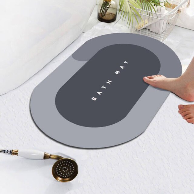 Super Absorberende Badmat Sneldrogend Badkamer Rug Antislip Entree Deurmat Nappa Huid Vloermatten Wc Tapijt Thuis decor: Oval Gray-null
