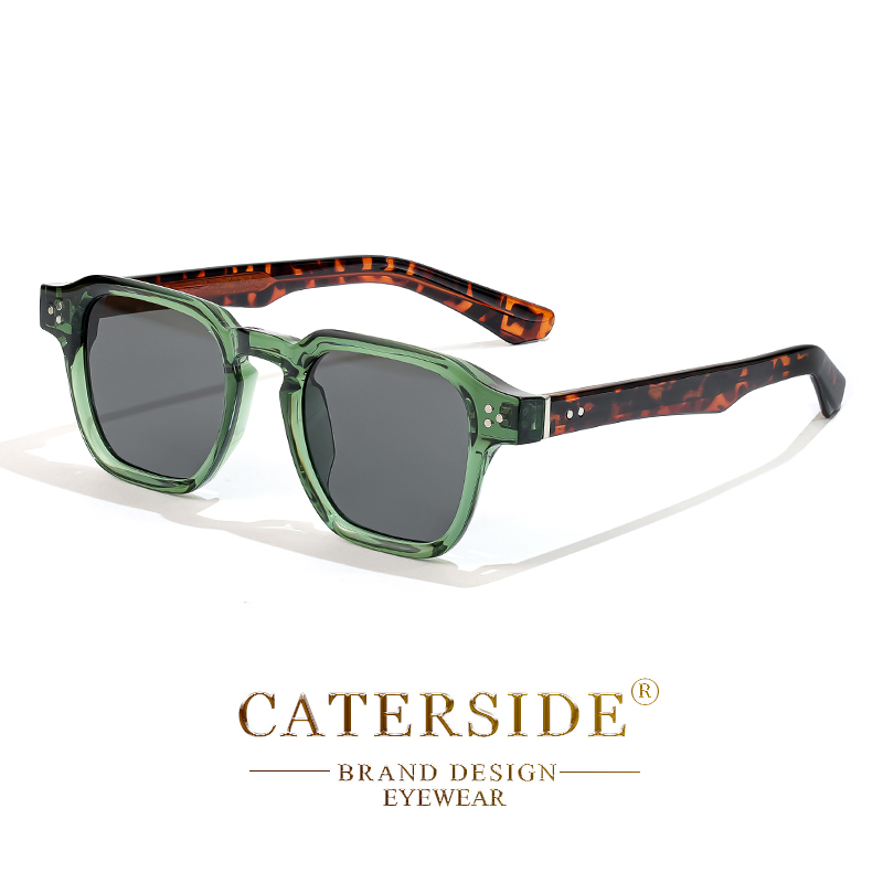 Caterside clássico quadrado óculos de sol masculino núcleo inserção templo marca luxo óculos de sol feminino viagem praia festa festival presentes: Ciano