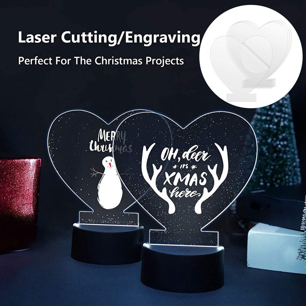 4pcs/pack Led Light Sheet Acrylic Plate Sign Romantic Home Party Easy Use Thickened Transparent Craftsmanship DIY Display Board