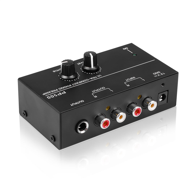 Ultra kompakter Phono-Vorverstärker pp500 mit Bass-Höhen ausgleich Lautstärke einstellung Vorverstärker-Plattenspieler-Vorverstärker-US-Stecker: Default Title
