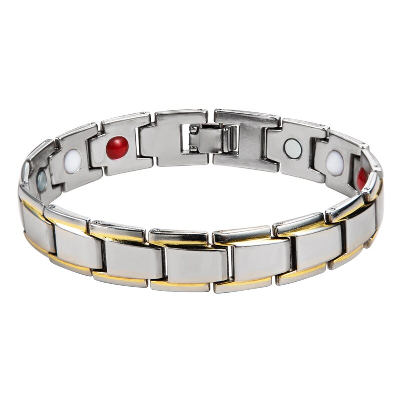 3 em 1 homens pulseira saúde energia bangle artrite torcido magnético saudável requintado pulseira feminina terapia de energia ímãs: Silver