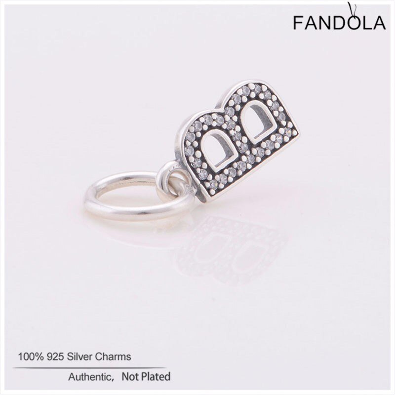 Lettera B Pendente Pendenti E Ciondoli Misura di Marca Della Collana Del Braccialetto del Branello di Fascino 925 Gioielli in Argento sterlina chiaro CZ Adatto FAI DA TE Braccialetti Delle Donne