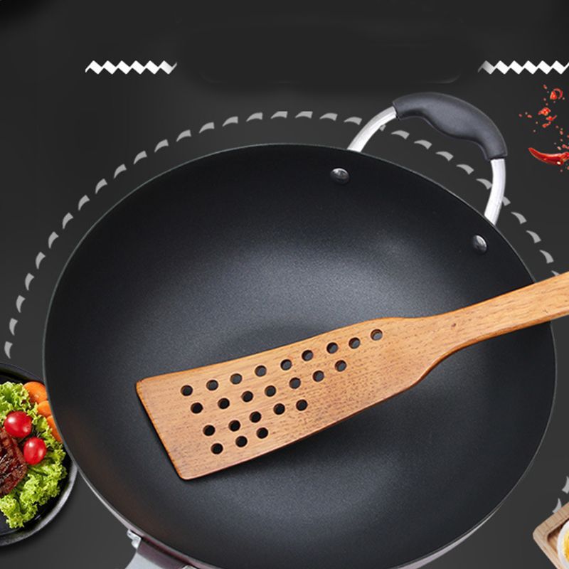 Wooden Spatula Non-stick 24 Hole Handcrafted Cooking Curved Spatula Natural Eco Premium Healthy Kitchen Cooking