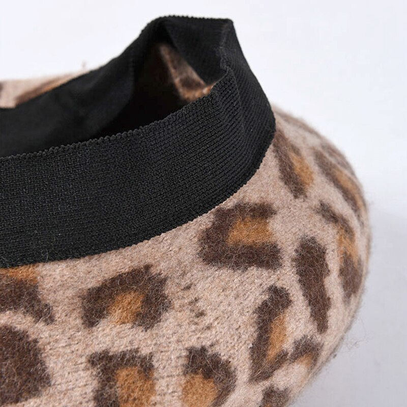 USPOP warm wool hats women thick leopard berets female wool beret hat autumn winter hat