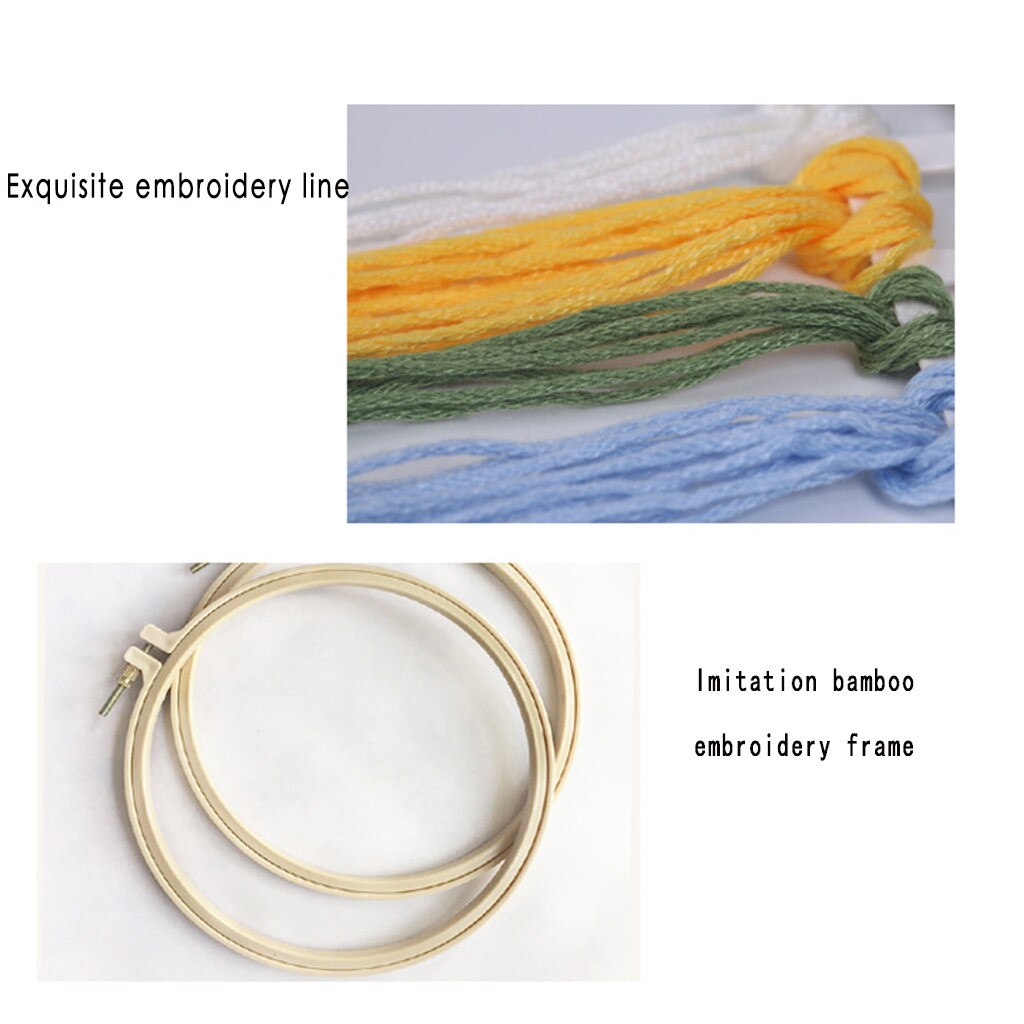 Diy Stamped Embroidery Starter Kit With Flowers Plants Pattern Cloth Color Threads Tools Beginners-handmade Embroidery #t1p