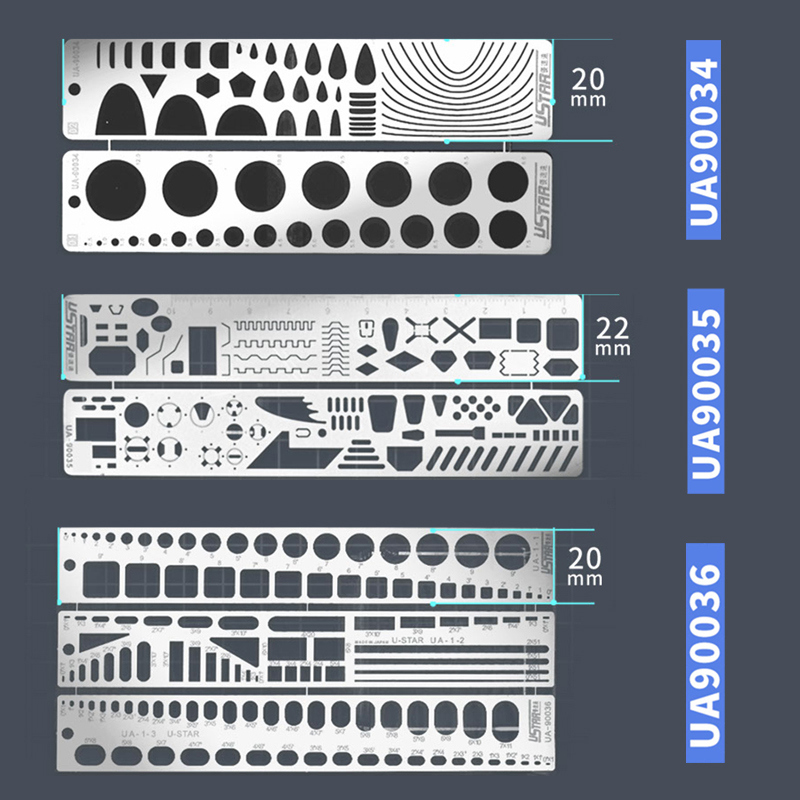 Hobby Craft Tool Stainless Steel Drill Hole Maker Modeler Scribe Line Carving Auxiliary Ruler For Gundam Model Building: All 3 Size