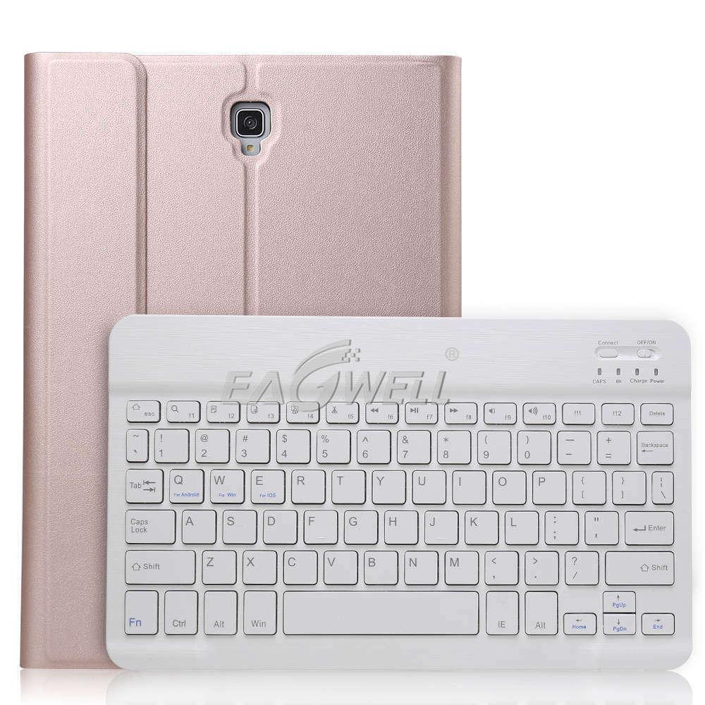 Case for Samsung Galaxy Tab S4 10.5 T830 T835 Wireless Bluetooth Keyboard Case with Pen Holder Leather Protective Tablet Cover: Rose Gold