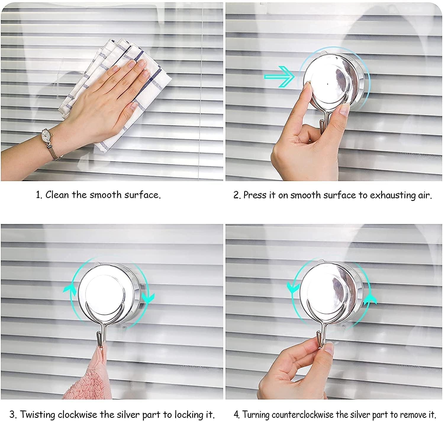 Gancho de ventosa Extra fuerte, gancho de succión de pared al vacío sin perforación, soporte de toalla de acero inoxidable para ventana de vidrio y baño