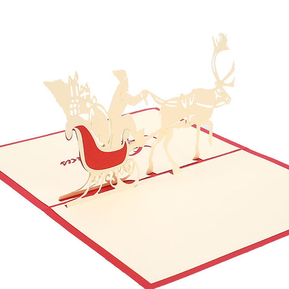 Handmade Cards 3D Year Card Postcards Christmas Postcard Pop Up Christmas Diy Year Red Birthday