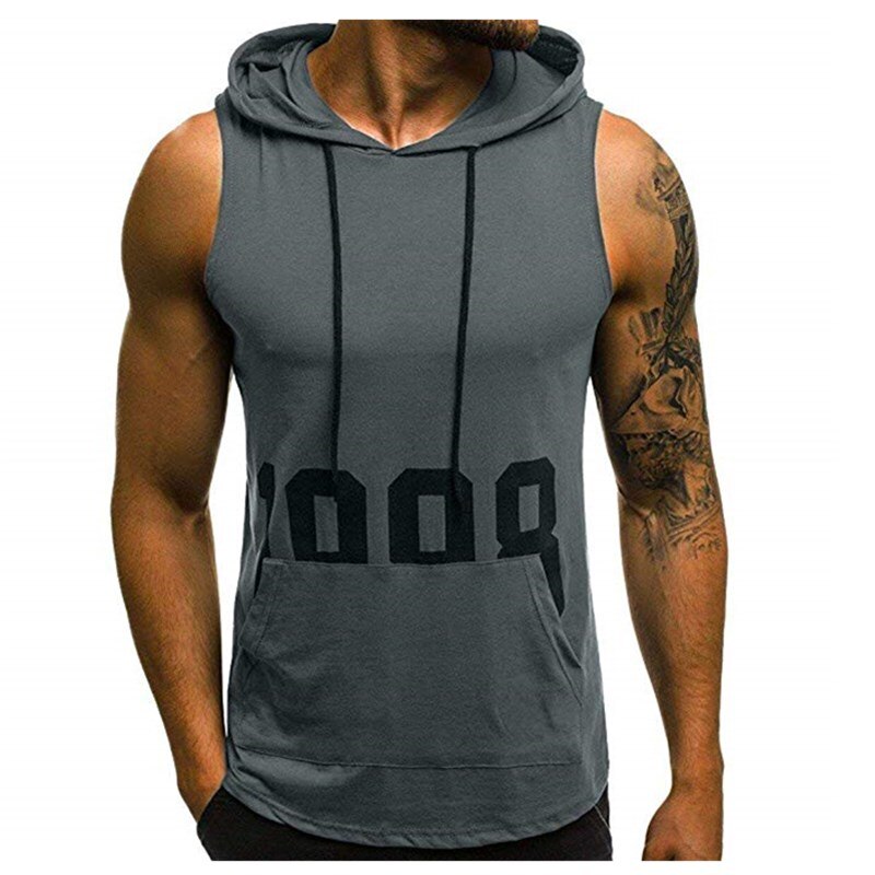 Neue baumwolle ärmellose Hemden Panzer oben männer Fitness mens singulett Bodybuilding trainieren Fitnessstudio weste Fitness männer: grau / L