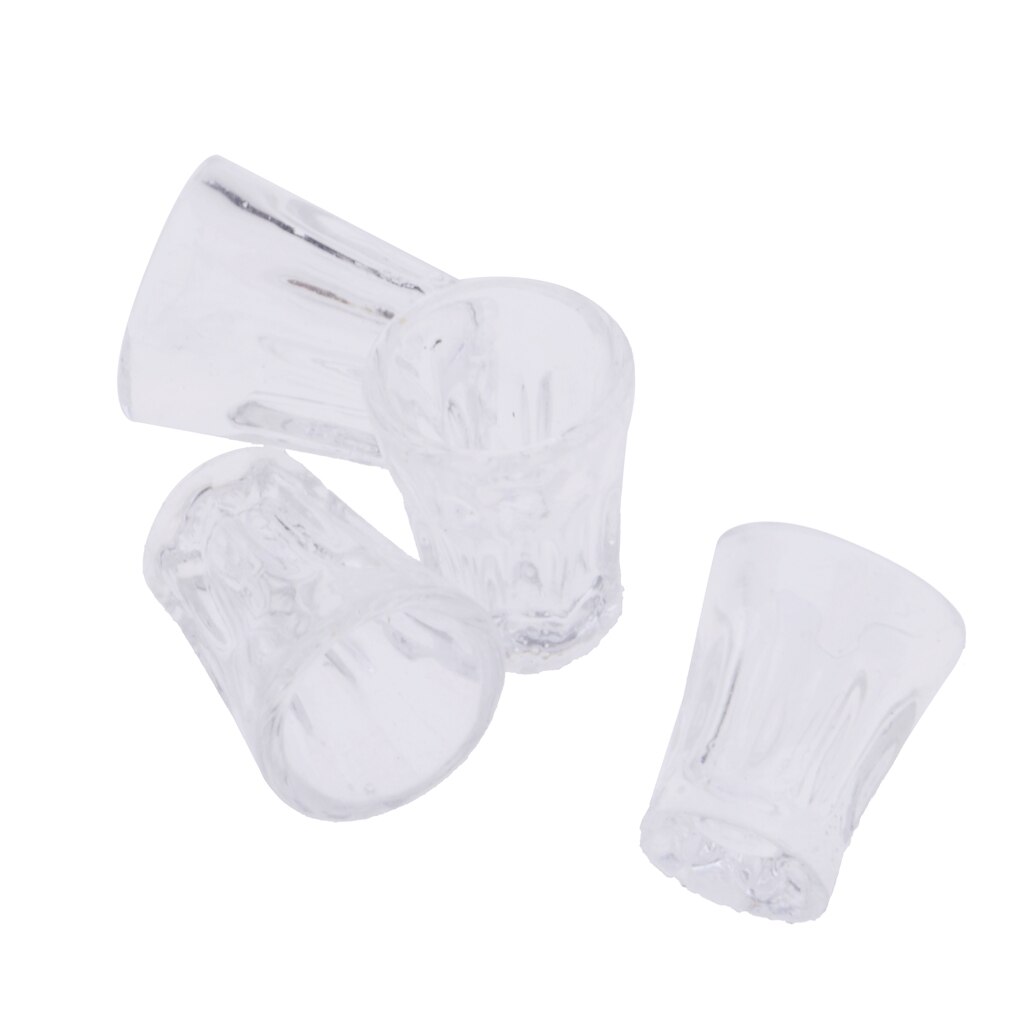 4 pezzi 1:12 Miniatura casa delle bambole di Alimento Della Cucina Accessorio Bere Acqua Tazze di Vetro