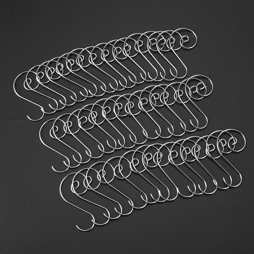 100 Pcs Christmas Wreath Hooks Silver Multifunctional Shaped Steel Hangers for Decoration Christmas Tree