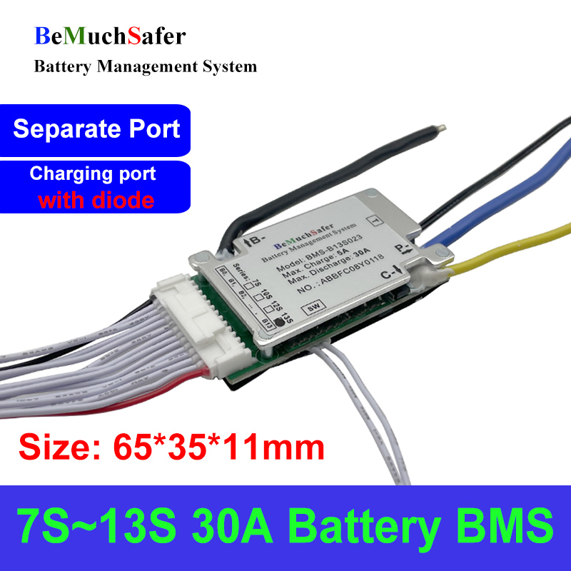 Bemuchsafer 7S 10S 12S 13S 30A Batterij Bms 7S30A 10S30A 12S30A 13S30A 24V 36V 43V 48V Bms Compact Formaat Voor Diy Ebike E-Scooter