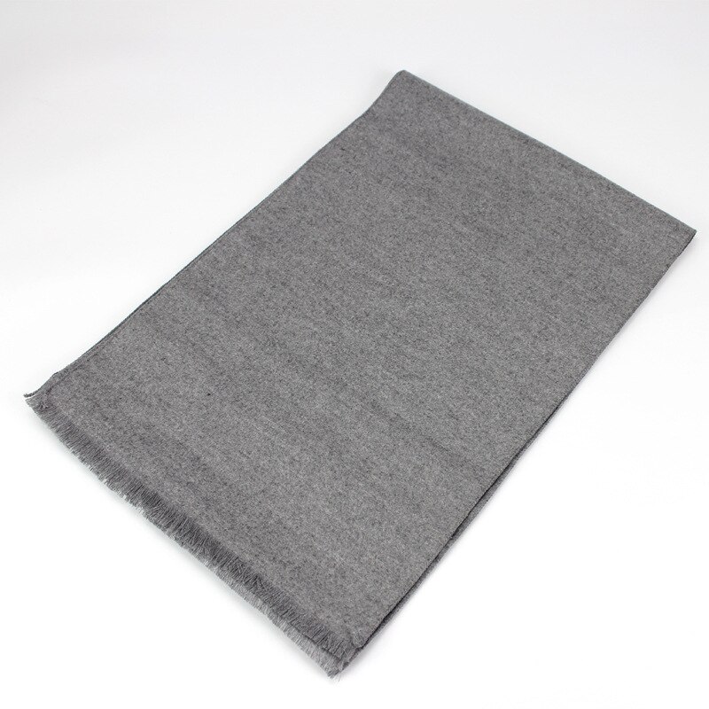 180*30 CM bufandas para hombre Otoño Invierno bufandas de terciopelo color puro cuello de Cachemira para hombre bufanda larga cálida de: light gray