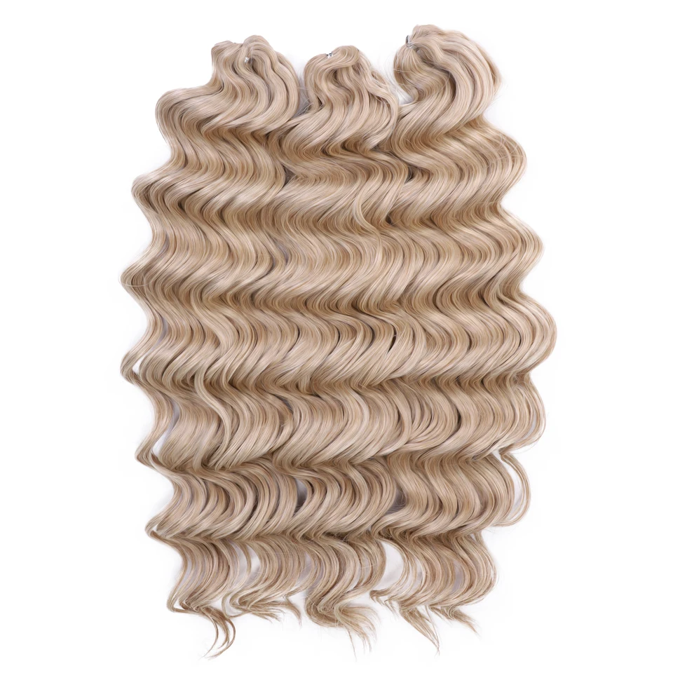 FREEDOM Hair Synthetic Deep Wavy Twist Crochet Hair 24 Inch /60cm Ombre Brown Blonde White Braiding Hair Extensions MANASI Hair