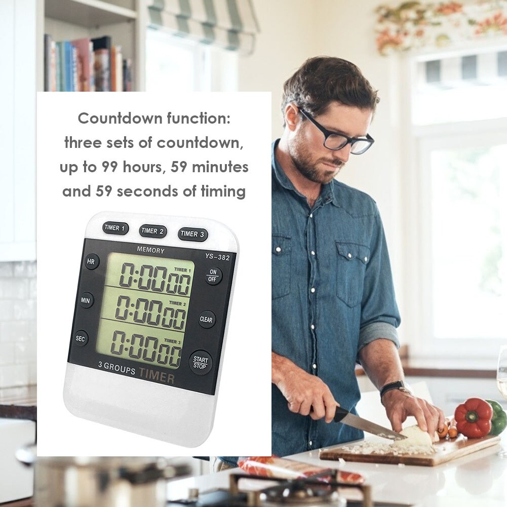 Square 3-way Kitchen Timing Digital Display High Stopwatch Countdown Food Cooking Home Pracitcal Tool Kitchen Tools