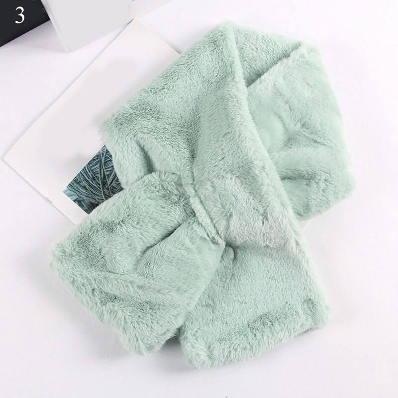 Imitatiebont warme dames sjaal winter dikke snood sjaal imitatiebont zachte sjaals effen kleur kraag sjaal voor dames: 3