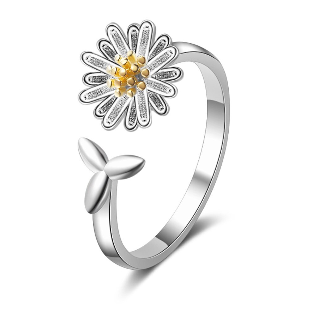 NEHZY 925 Sterling Silver Women's Jewelry Chrysanthemum-shaped Open Ring Adjustable Size