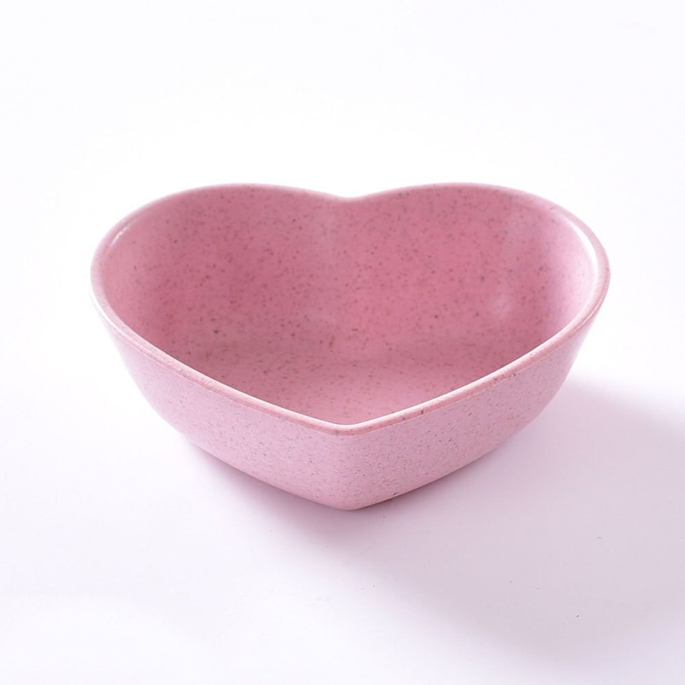 Saus Schotel Leuke Liefde Hart Vorm Tarwe Stro Kom Plaat Wasabi Voorgerecht Platen Baby Kids Schotel Kom Keuken Servies: pink