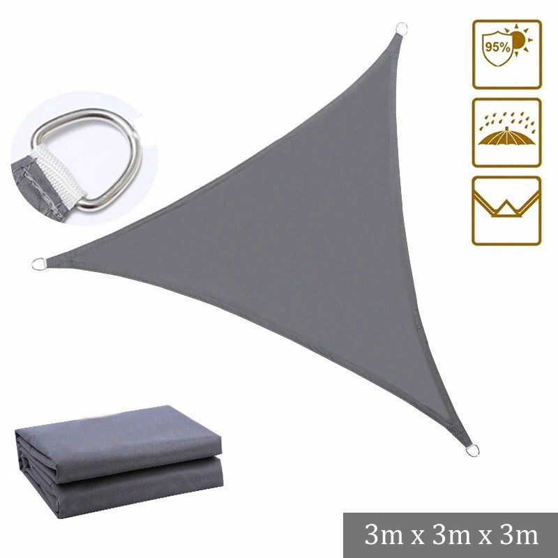 Impermeable anti-UV triángulo cuadrilateral refugio solar toldo vela sombrilla lona para jardín playa Camping al aire libre: Grey 3mx3mx3m