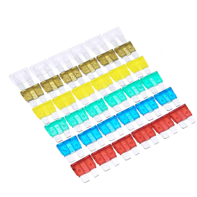 36 pièces 7.5A 10A 15A 20A 25A 30A ampères fusible de voiture Standard moyen fusibles de lame automobile fusibles de voiture assortiment ensemble de mélange