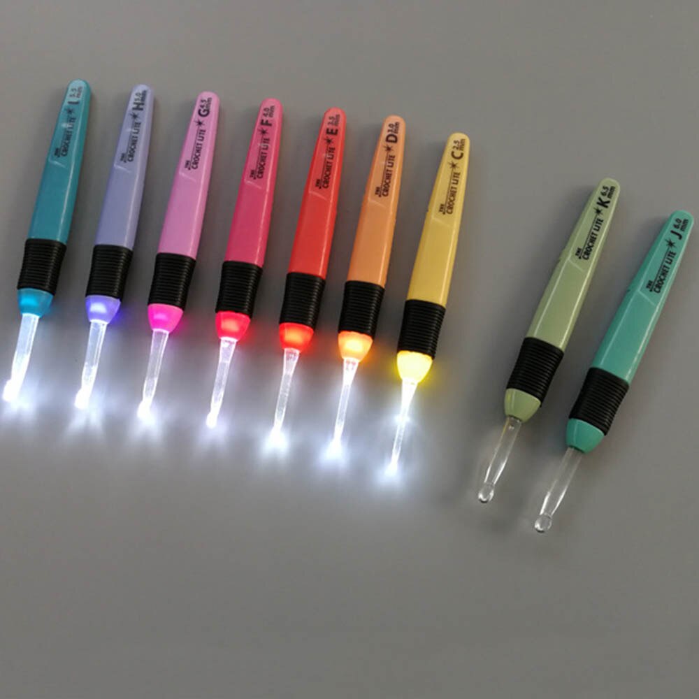 Ganchos de ganchillo con luz LED, agujas de tejer, accesorios de tejido, herramientas, ganchos de ganchillo, herramienta de aguja de tejer luminosa DIY, 1 ud.