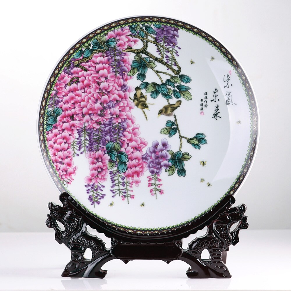 plato para colgar de cerámica de estilo chino Placa de reconocimiento de Arte de porcelana para Living Room Hotel