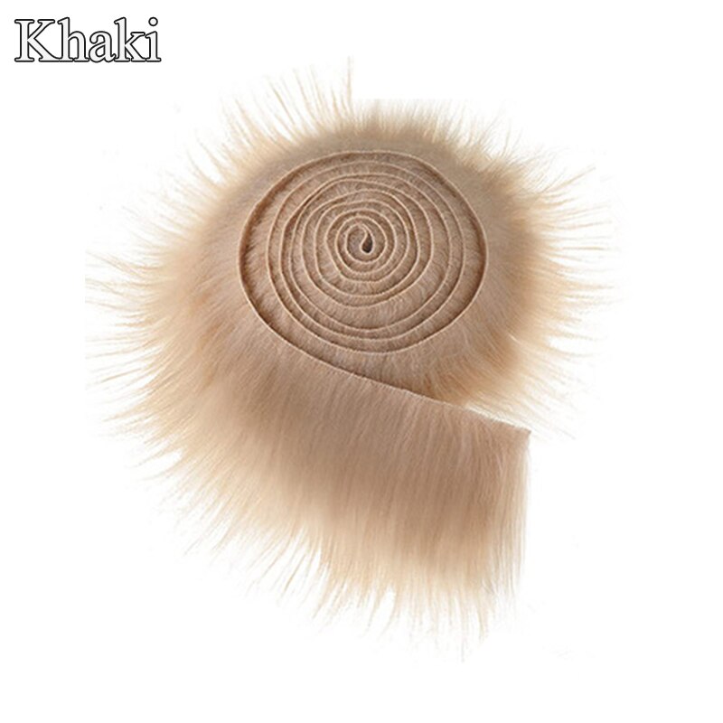 1.5M nastro di pelliccia sintetica abbigliamento fai-da-te cucito soffice cappotto cappuccio cappello nastri nastro rifilatura tessuto pelliccia artificiale per artigianato arredamento: cachi