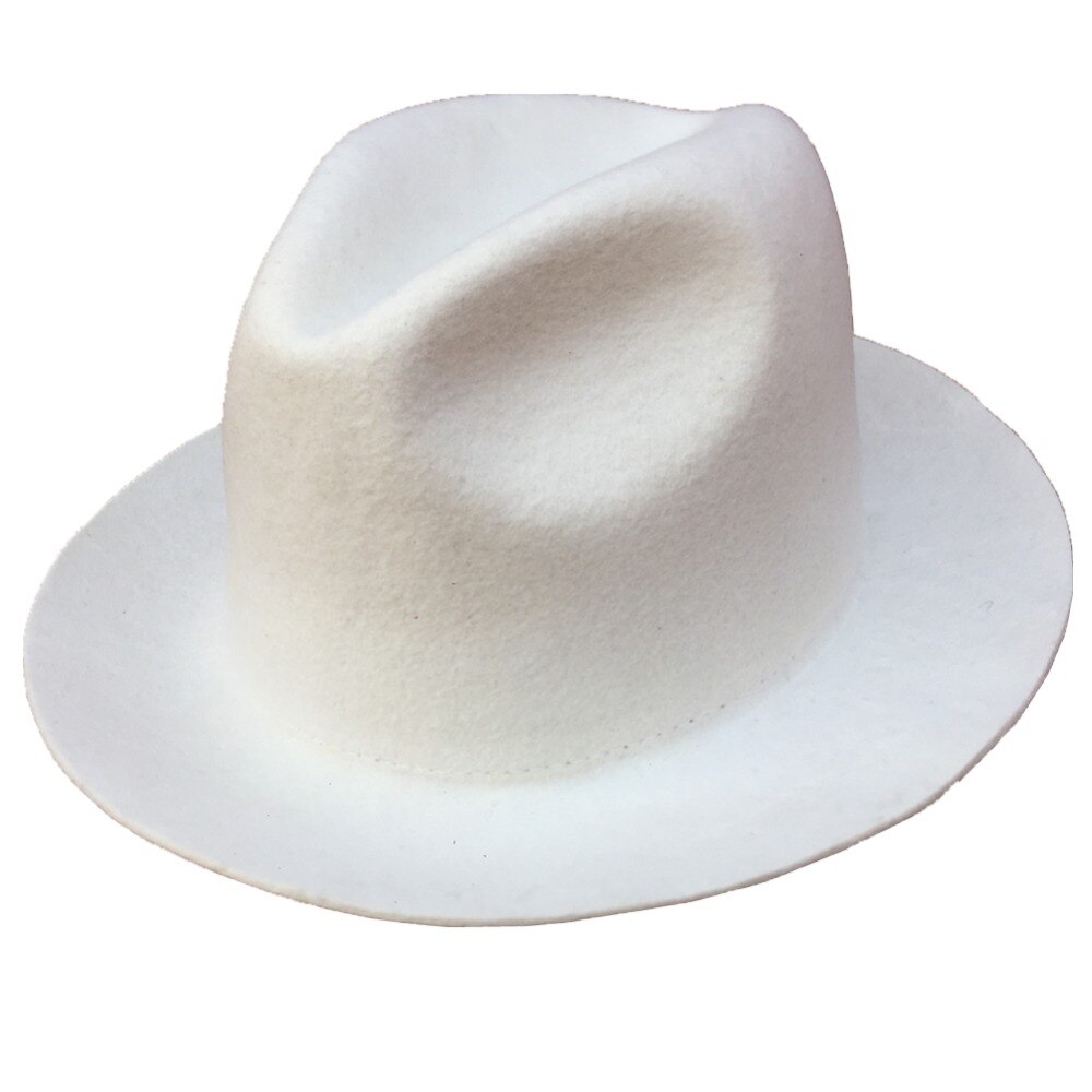 Sombrero Fedora blanco de fieltro de lana a la para mujeres o hombres