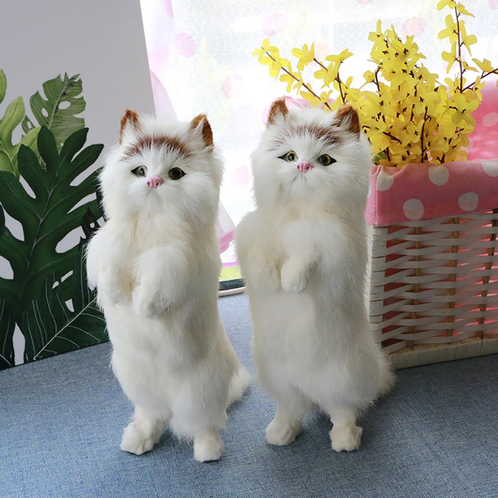 Realistic Cute Standing Fortune Cat Household Photography Props Car Decor