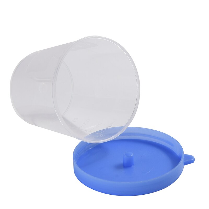 10Pcs Blue Cap Plastic Cup Pill Case Container Specimen Cup Sample Bottle 3.5 X 4.8 Cm Pill Cup Organizer Health Care 40ML