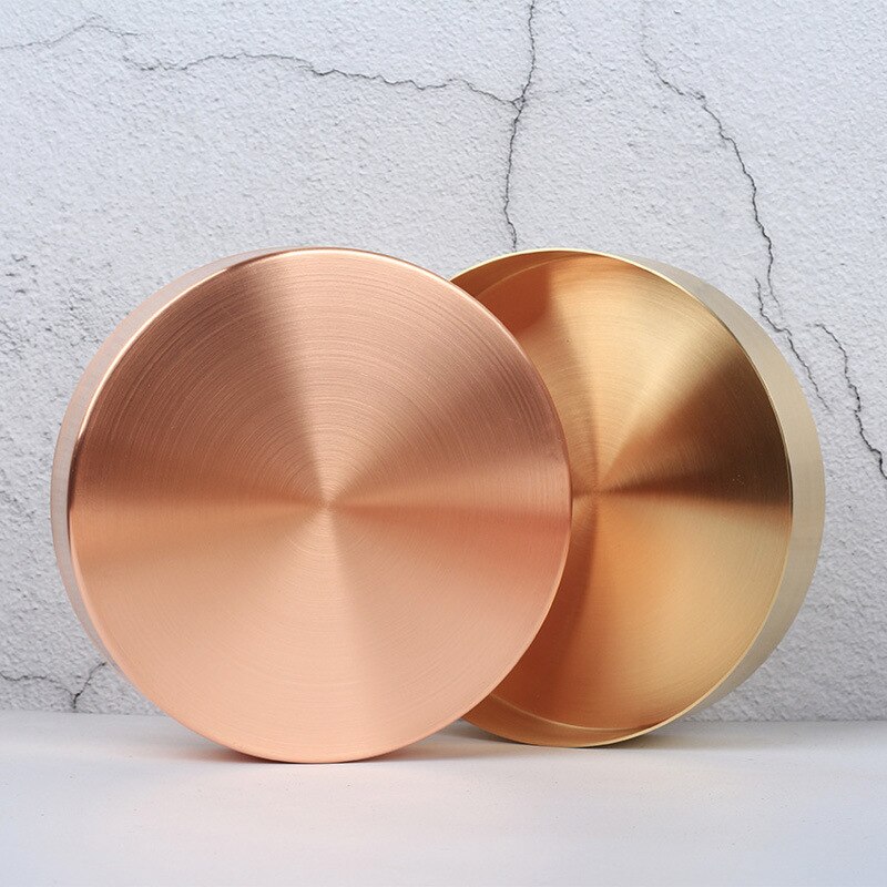 Brass retro round thick metal tray jewelry storage cake rack storage tray