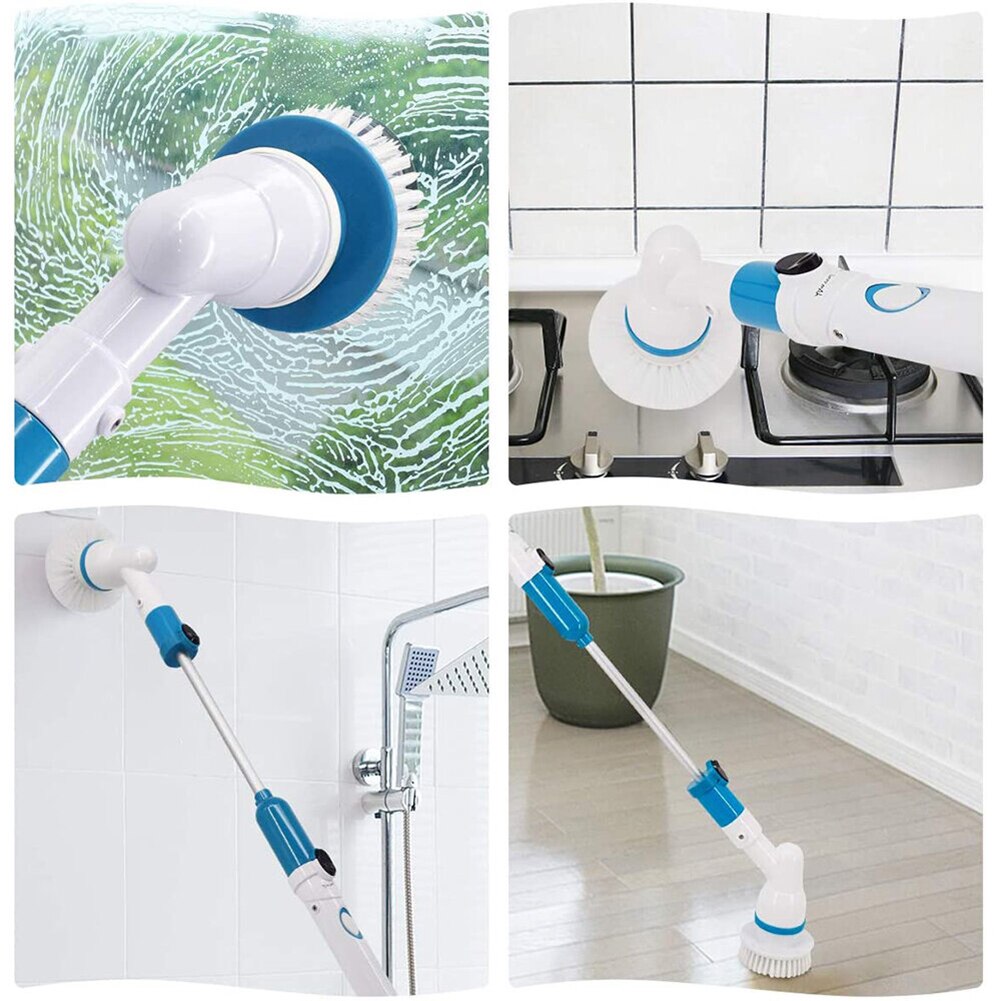 Turbo scrub elektrische reinigingsborstel, verstelbare waterdichte reiniger, draadloos opladen, badkamer, badkuip, keuken, schoonmaakgereedschapset