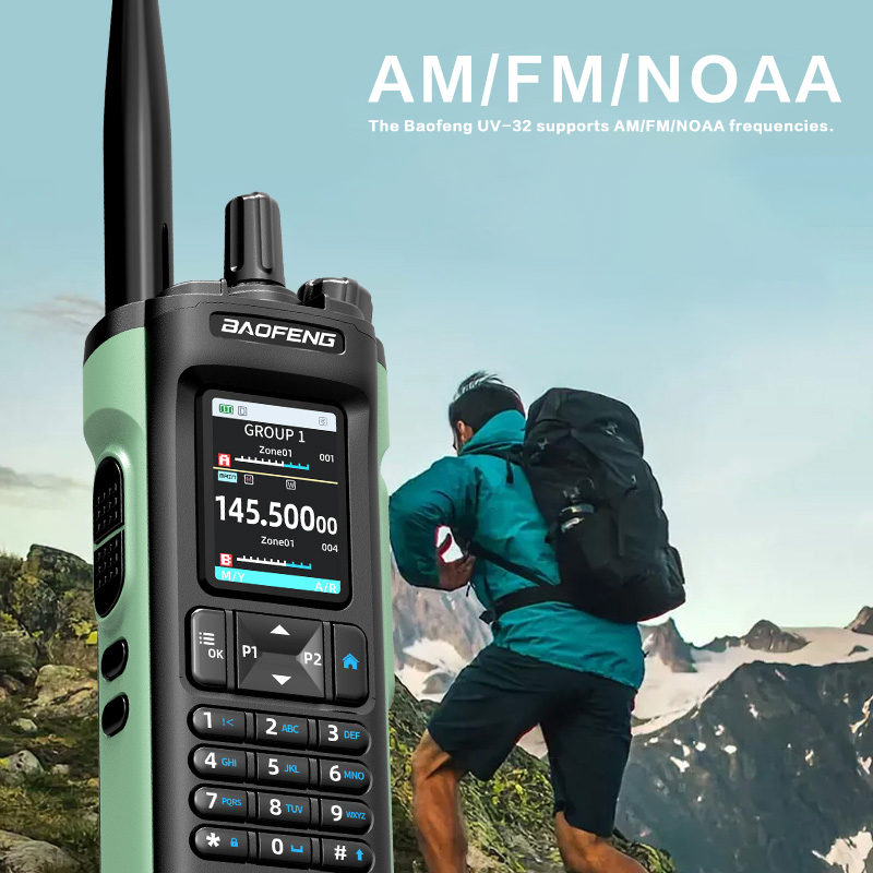 Neues BAOFENG UV-32 Walkie Talkie GPS 10W Bluetooth APP Programmierung Multi Band Wireless Kopierfrequenz Typ-C UV32 Ham 2-Wege-Radio