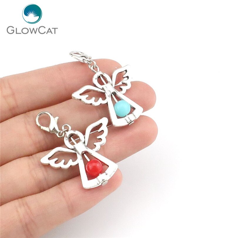 14 pçs encantos feitos à mão colorido acrílico grânulos charme anjo da guarda asas diy pingente para jóias 22526