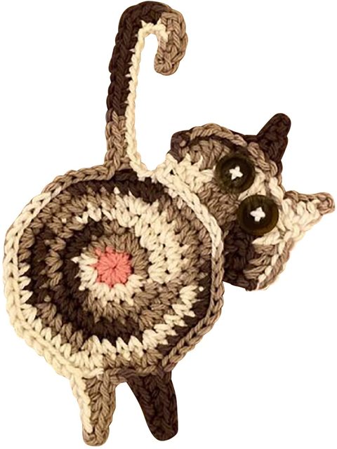 Cat Butt Coasters Cute Animals Shape Cup Mat Handmade Crochet Kitchen Home Office Bar Table Funny Decor Perfect Cat Lover: E