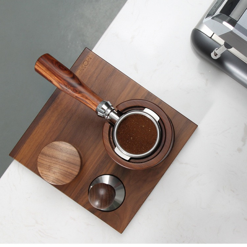 58mm Solid Wunalt Wooden Coffee Filter Tamper Holder Stand Espresso Distributor Mat Support Base Rack Barista Tools Accessories
