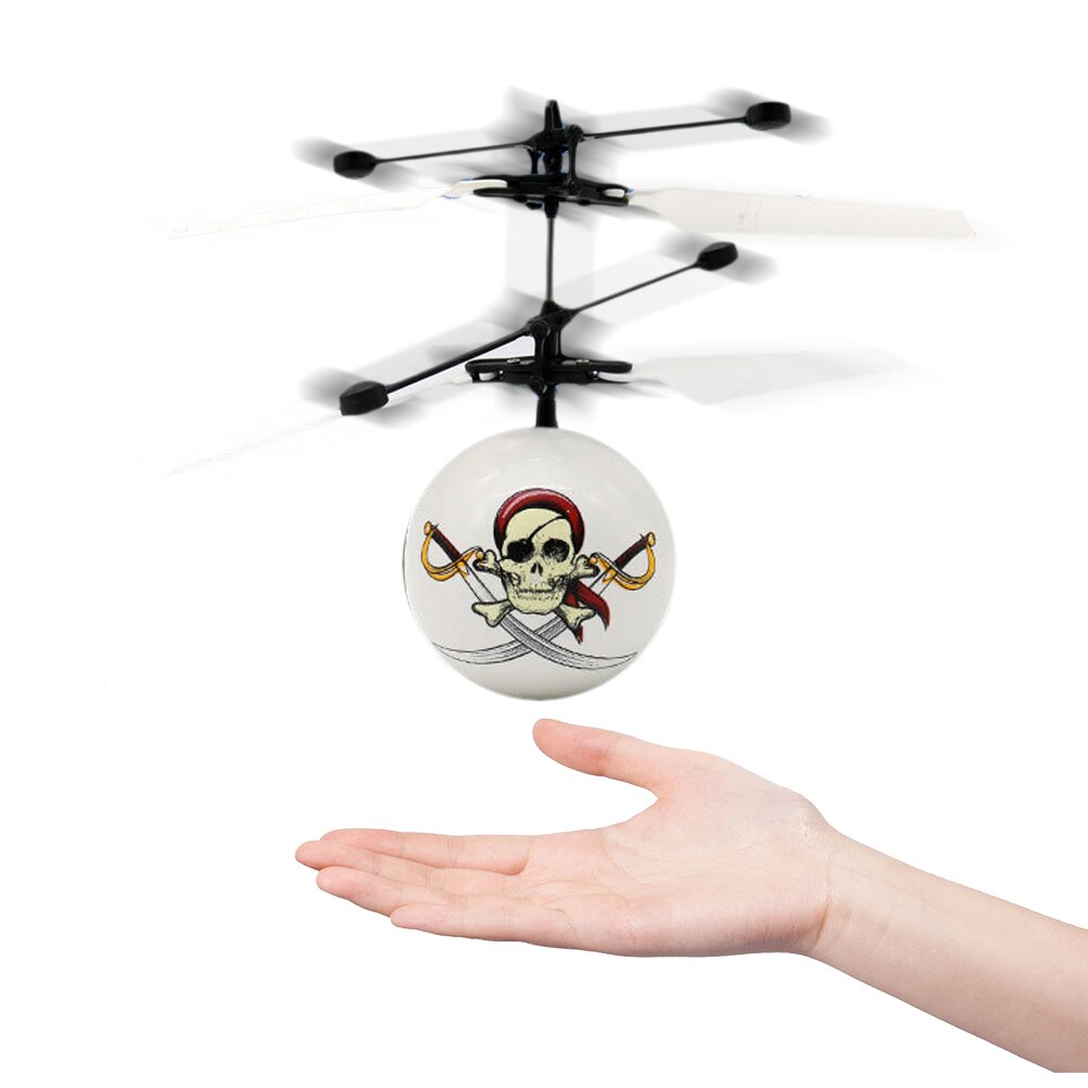 Halloween Skeleton Head Induction Helicopter Ball Mini Induction Suspension Hand Flying Toy LED Light For Kids Children #30