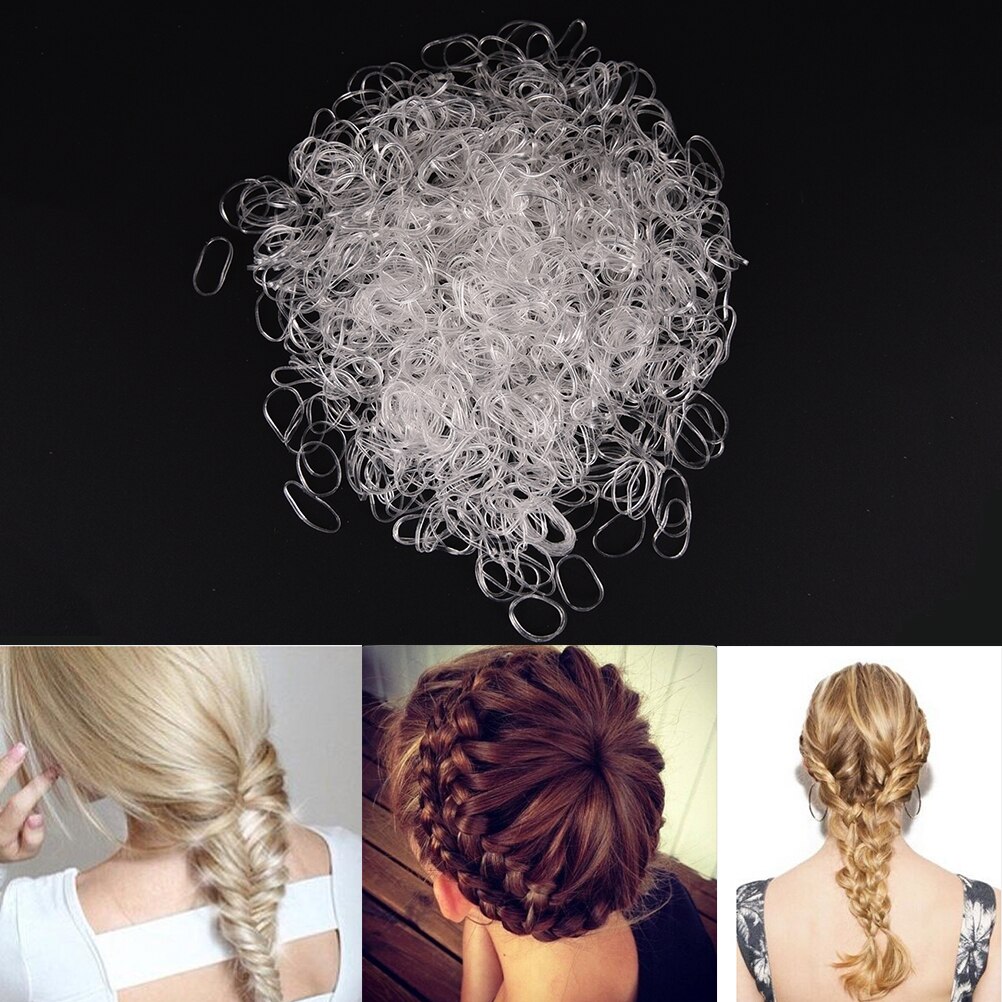 Élastique Transparent pour cheveux, 1000 pièces/paquet, bande en caoutchouc pour femmes et filles, attache queue de cheval, accessoires, outil de coiffure
