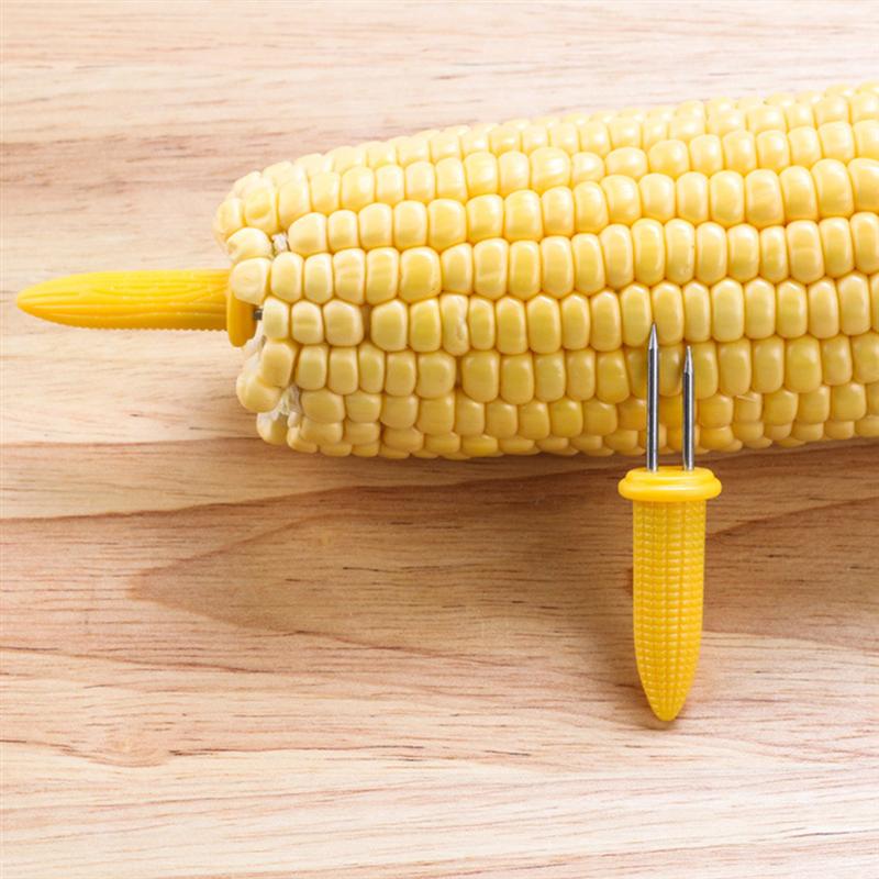 12pcs Corn Forks Corn On Cob Skewers Stainless Steel Food Forks Sweetcorn BBQ Fork Kitchen Tool Fruit Holder Barbecue Supplies