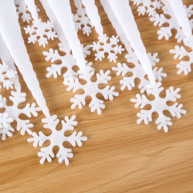 2 Stks/partij Kerst Witte Sneeuwvlok Kunstmatige Sneeuw Ijs Strip Xmas Decoratie Ornament Hangers Festival Party Raamdecoratie